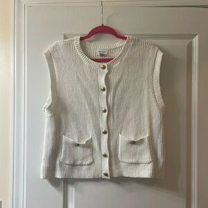 Song of Style Cream Sweater Vest with Gold Buttons